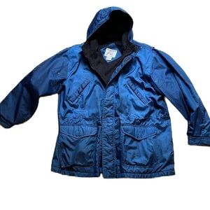 Yukon Trail L blue zip up fleece lined winter coat with hood